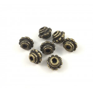 Metal design round antique brass bead